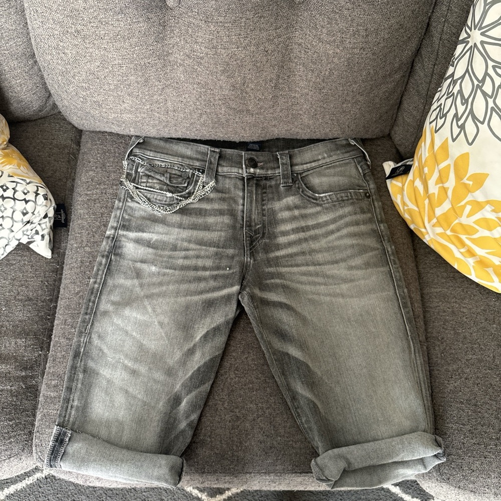 True Religion Gray Denim Shorts